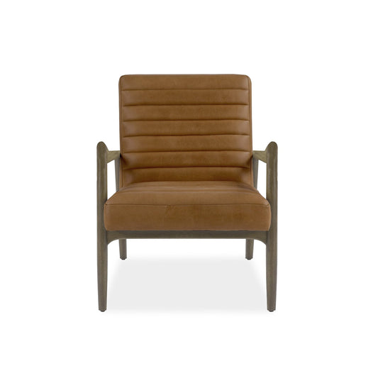 Ewell Accent Chair Leather in Black or Cognac Caramel - Urban Home